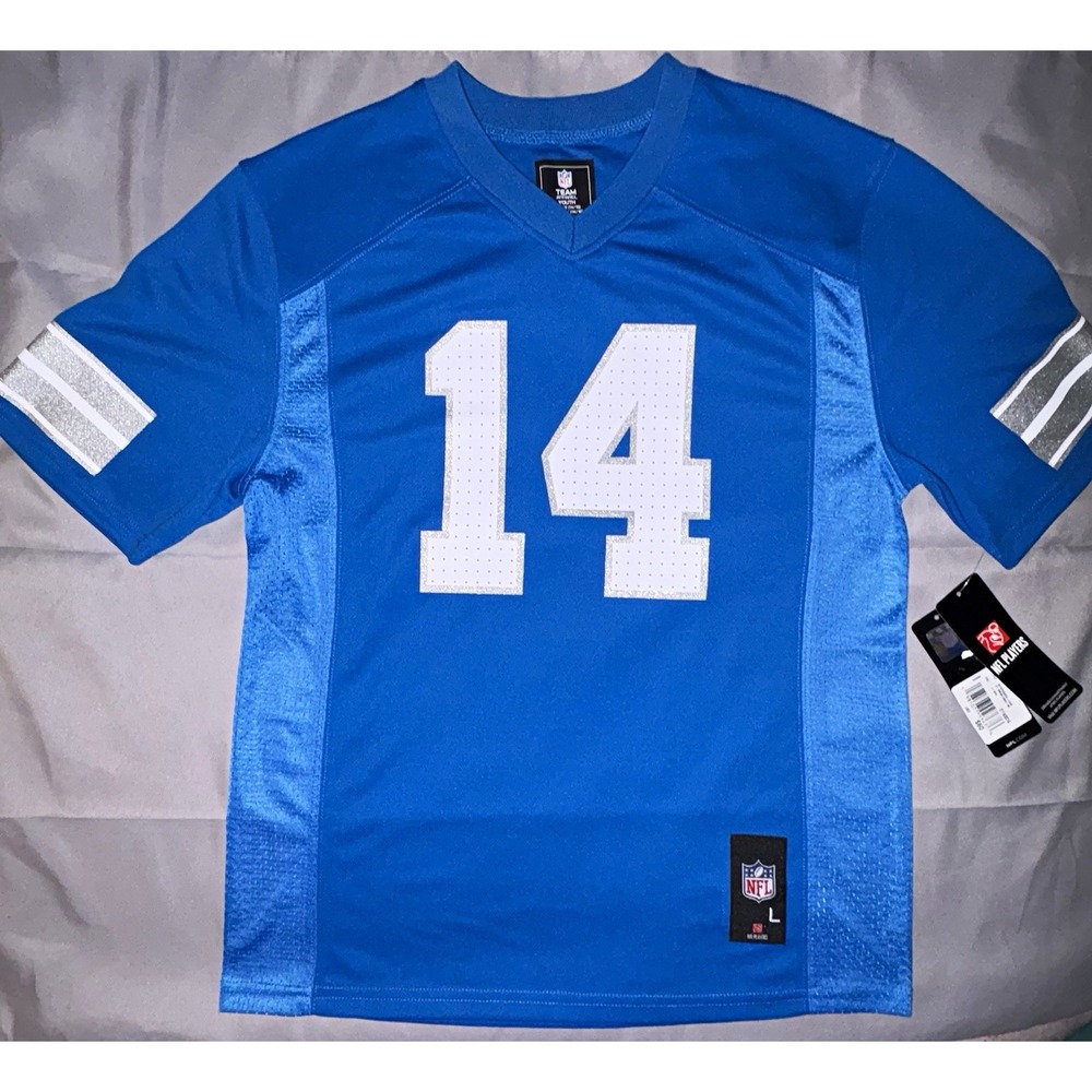 NFL Players Youth L (14/16) Blue St Brown #14 Football Jersey